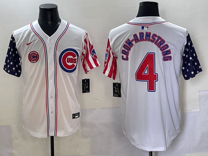 Men 2025 Chicago Cubs #4 Crow-Armstrong White a generation of national flags Joint Name Nike MLB Jersey style 6